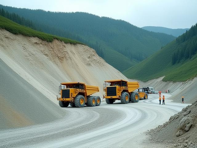 Nachhaltige Mineralgewinnung in einem Steinbruch mit modernen Maschinen